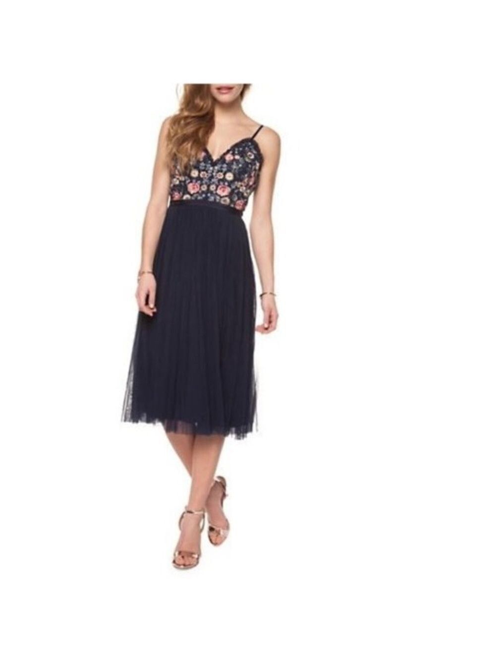 OCCASION BY DEX Embroidered Strap Dress